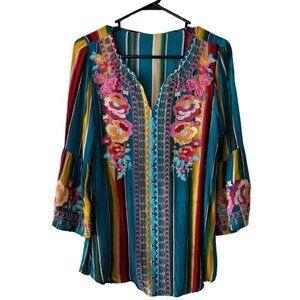 Savanna Jane-Floral Embroidered Bell Sleeves Women’s-Size Small
